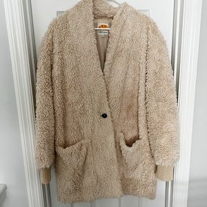 Cream Shag Sweater single button